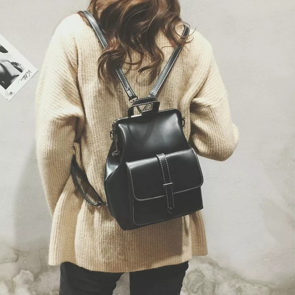 *NEW Cute Small Leather Backpack Crossbody Shoulder Purse Vintage Style Chic B… - Picture 1 of 14